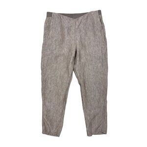 J Jill Love Linen Womens Pants Medium Tan Pockets Elastic Waist Straight Leg